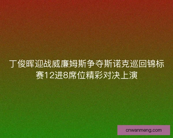 丁俊晖迎战威廉姆斯争夺斯诺克巡回锦标赛12进8席位精彩对决上演