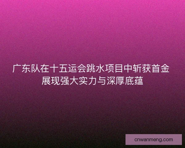 广东队在十五运会跳水项目中斩获首金 展现强大实力与深厚底蕴