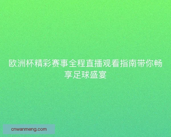 欧洲杯精彩赛事全程直播观看指南带你畅享足球盛宴